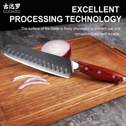 Gudaro - Σετ 7 μαχαιριών κουζίνας KENSHO με βάση, από ξύλο ακακίας