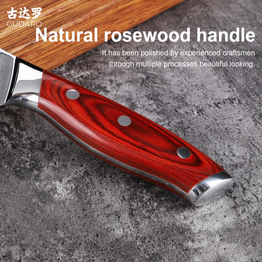 Gudaro - Δαμασκηνό μαχαίρι για ψωμί KENSHO 8, 67 στρώσεων ατσαλιού, μήκος 20 cm