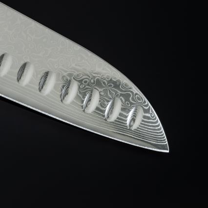 Gudaro - Μαχαίρι κουζίνας Santoku SHIRO 7, από δαμασκηνό χάλυβα 67 στρώσεων, μήκος 17,5 cm