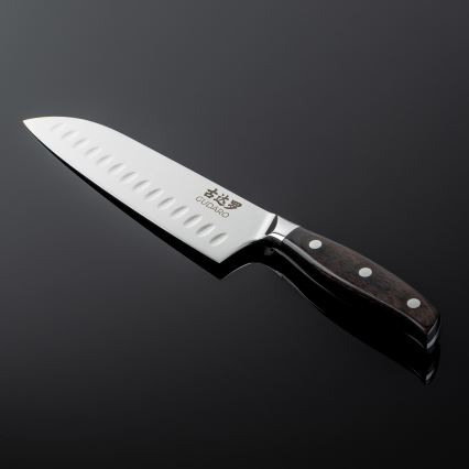 Gudaro - Μαχαίρι κουζίνας Santoku SHIRO 7, από δαμασκηνό χάλυβα 67 στρώσεων, μήκος 17,5 cm