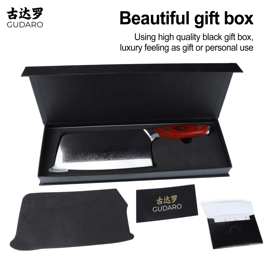 Gudaro - Δαμασκηνό μαχαίρι χασάπη KENSHO 6,5, 67 στρώσεις ατσαλιού, μήκος 16,2 εκ.