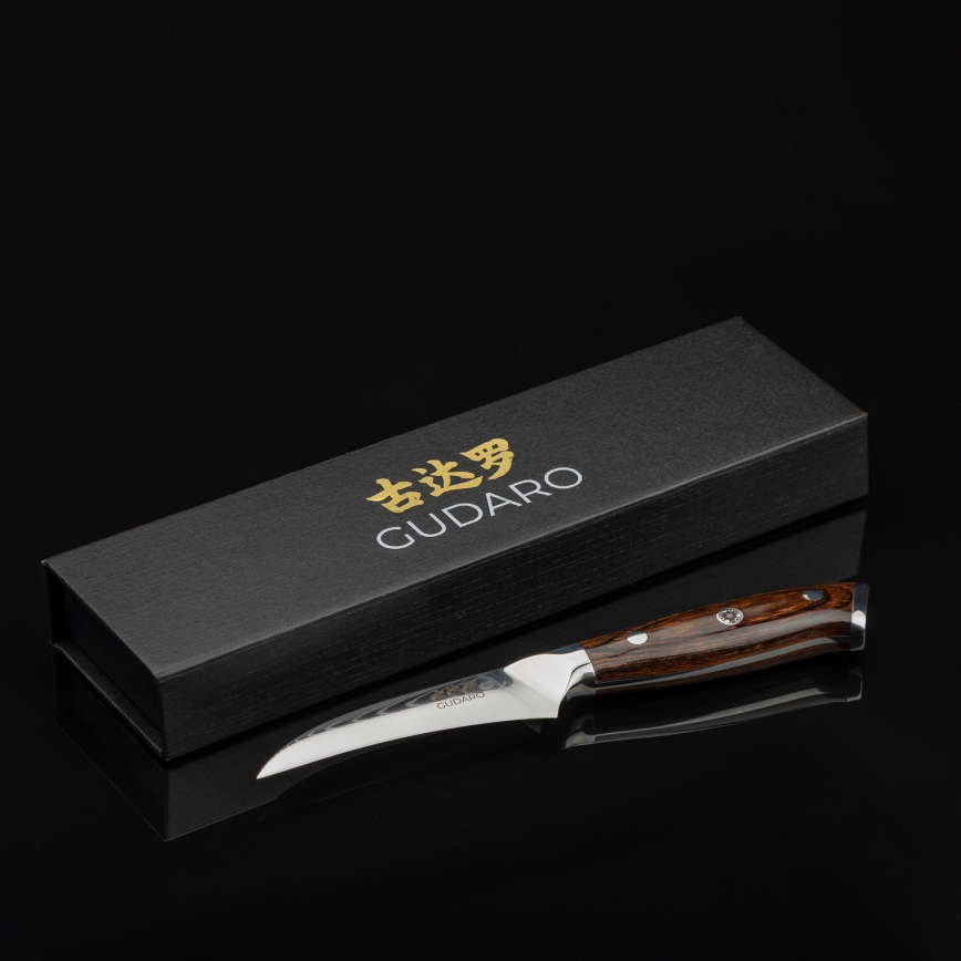 Gudaro - Μαχαίρι φρούτων από δαμασκηνό χάλυβα FENG 3,5, 67 στρώσεις χάλυβα, μήκος 9,5cm