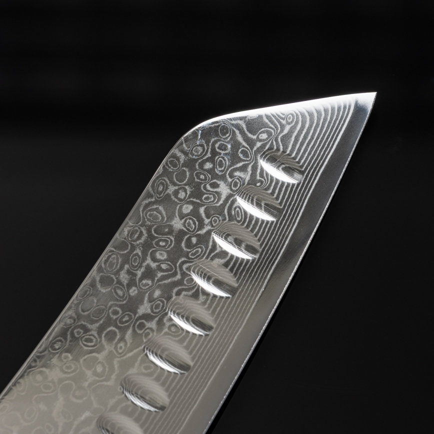 Gudaro - Δαμασκηνό Santoku μαχαίρι κουζίνας TAKUMI 7, 67 στρώσεις χάλυβα, μήκος 17,5 cm, καρυδιά