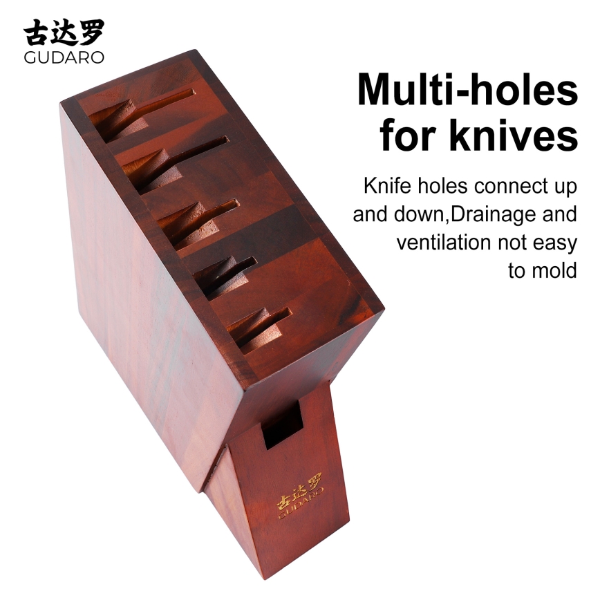 Gudaro - Μπλοκ μαχαιριών AKIRA 25x25x10 cm από ξύλο ακακίας
