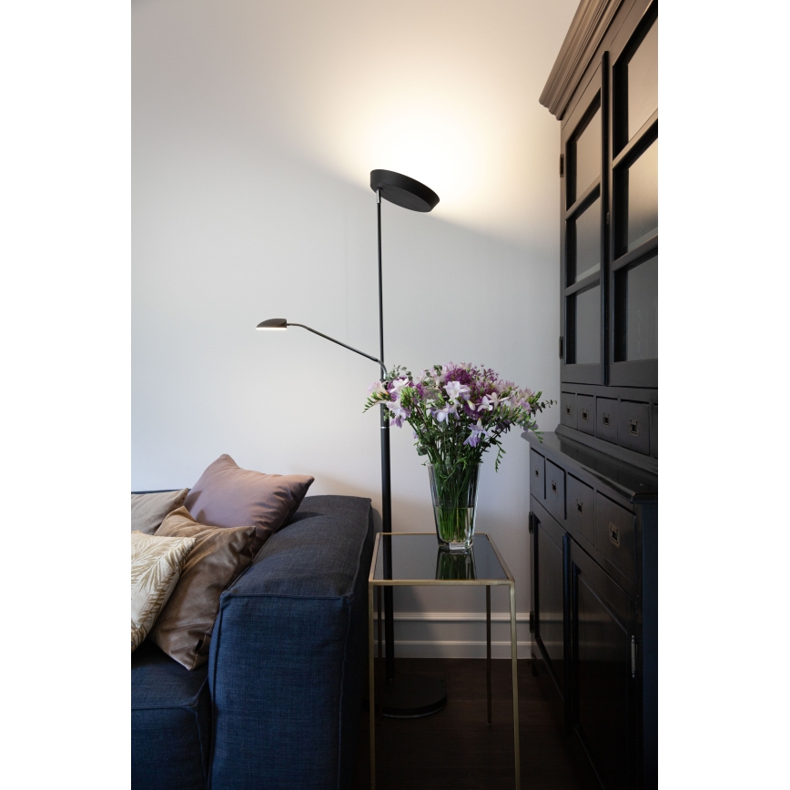 Halo Design 716067 - Ρυθμιζόμενο LED επιδαπέδιο φωτιστικό VEGAS LED/20W/230V + LED/5W μαύρο/γυαλιστερό χρώμιο