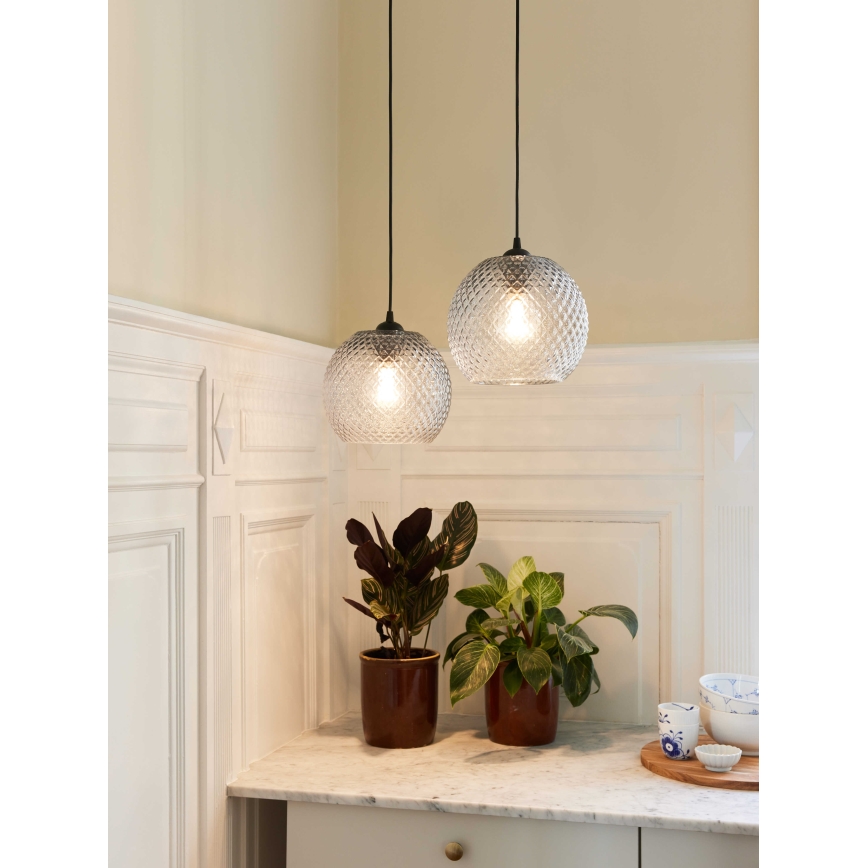 Halo Design 718436 - Κρεμαστό φωτιστικό NOBB με καλώδιο 1xE27/40W/230V Ø 22 cm διαφανές