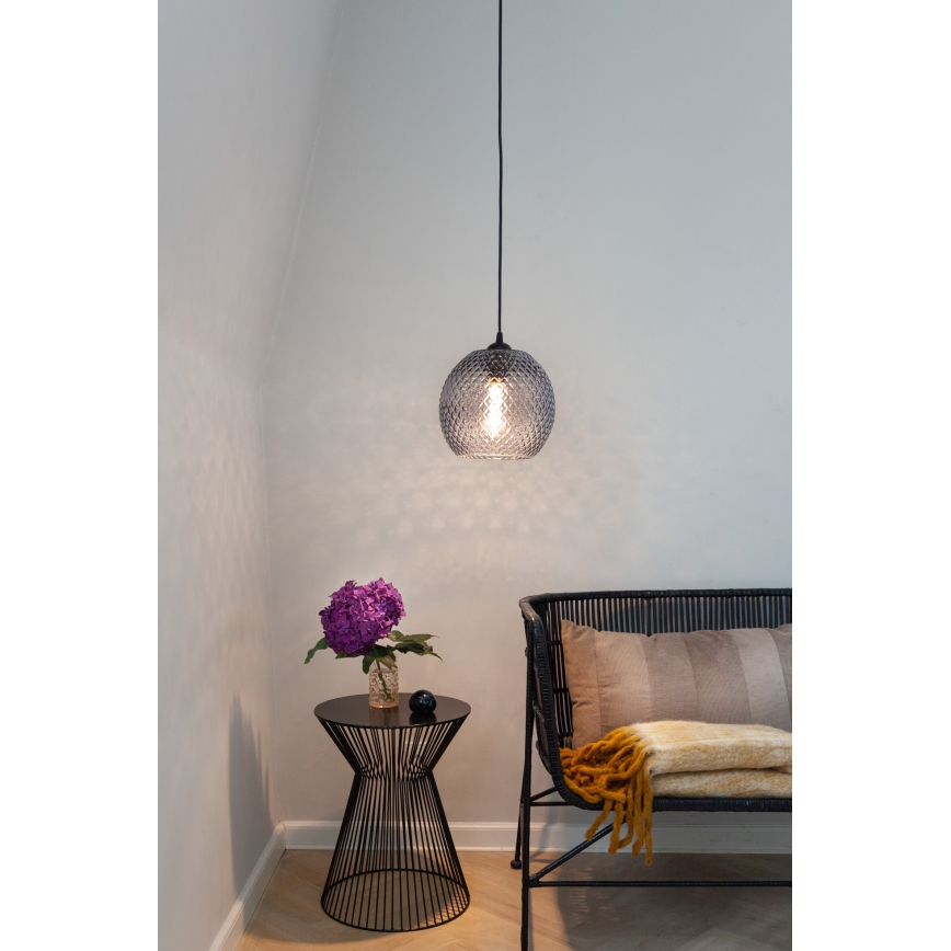 Halo Design 718443 - Κρεμαστό φωτιστικό με καλώδιο NOBB 1xE27/40W/230V διάμ. 22 cm καπνιστό γκρι