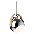 Halo Design 734443 - Κρεμαστό φωτιστικό με καλώδιο DC 1xE27/40W/230V Ø 18 εκ. γυαλιστερό χρώμιο/δρυς