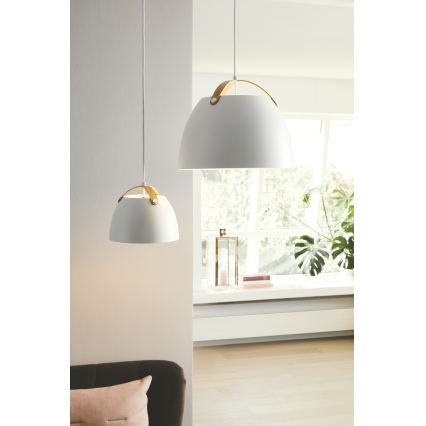 Halo Design 734870 - Κρεμαστό φωτιστικό με καλώδιο OSLO 1xE27/40W/230V διάμ. 40 εκ. λευκό/δρυς