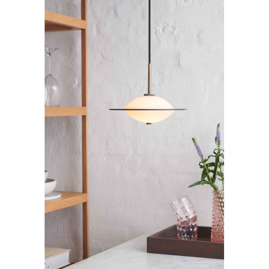 Halo Design 743599 - Κρεμαστό φωτιστικό με καλώδιο ORBIT 1xG9/7W/230V Ø 24 cm λευκό/ορείχαλκος/καπνιστό γκρι