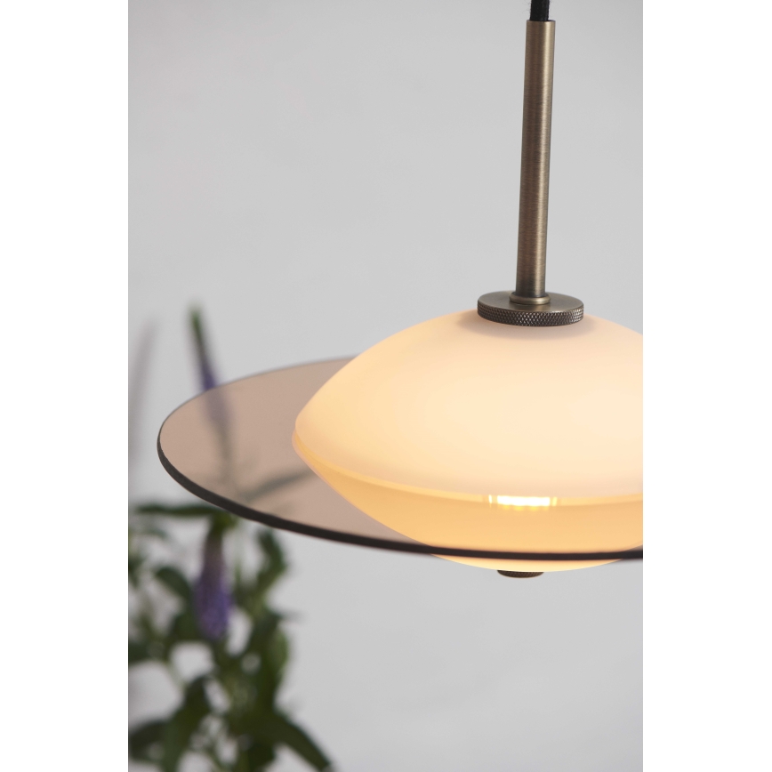 Halo Design 743599 - Κρεμαστό φωτιστικό με καλώδιο ORBIT 1xG9/7W/230V Ø 24 cm λευκό/ορείχαλκος/καπνιστό γκρι