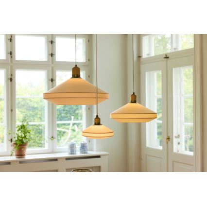 Halo Design 744091 - Κρεμαστό φωτιστικό με καλώδιο PARIS 1xE14/40W/230V Ø 24 cm εκρού/ορείχαλκος/δρυς