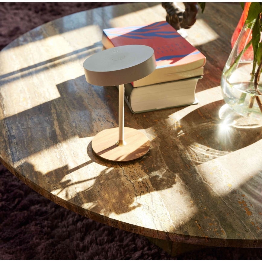 Halo Design 745760 - Ρυθμιζόμενο επαναφορτιζόμενο επιτραπέζιο φωτιστικό LED ON THE MOVE LED/2,5W/4000 mAh λευκό/ξύλο