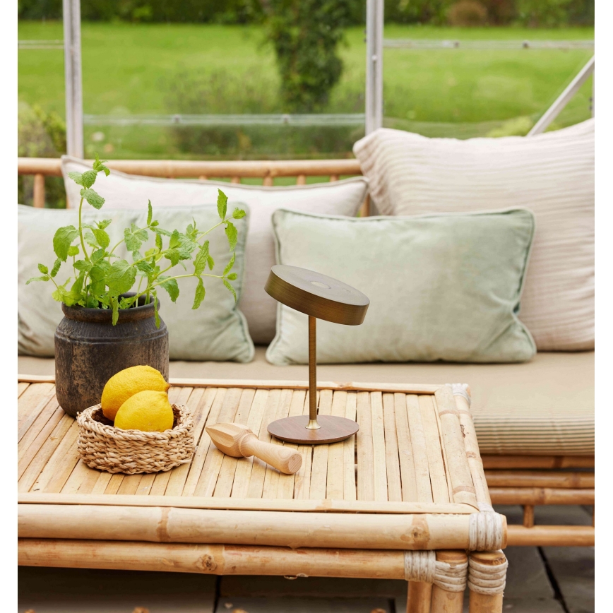 Halo Design 745784 - Ρυθμιζόμενη επαναφορτιζόμενη επιτραπέζια LED λάμπα ON THE MOVE LED/2,5W/4000 mAh ορείχαλκος/ξύλο