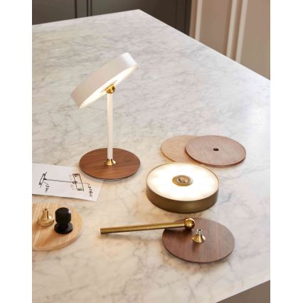 Halo Design 745784 - Ρυθμιζόμενη επαναφορτιζόμενη επιτραπέζια LED λάμπα ON THE MOVE LED/2,5W/4000 mAh ορείχαλκος/ξύλο