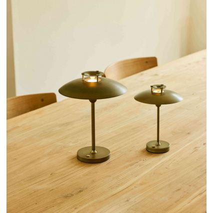 Halo Design 746149 - Ρυθμιζόμενη εξωτερική επαναφορτιζόμενη επιτραπέζια λάμπα LED MINI STEPP LED/1,8W/1600 mAh IP44 ορείχαλκος