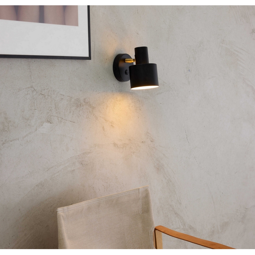 Halo Design 746880 - Επιτοίχιο σποτ VOGUE 1xE27/40W/230V μαύρο/ορείχαλκος