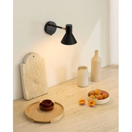 Halo Design 747450 - Επιτοίχιο φωτιστικό STYLE 1xE14/25W/230V μαύρο/ορείχαλκο