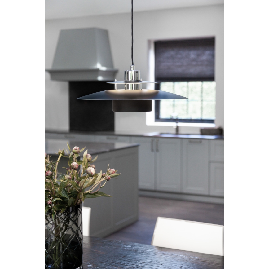 Halo Design 990259 - Κρεμαστό φωτιστικό με καλώδιο SORUP 1xE27/40W/230V Ø 40 cm μαύρο/γυαλιστερό χρώμιο