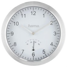 Hama - Επιτοίχιο Ρολόι μπάνιου με θερμόμετρο 1xAA IPX4 ασημί