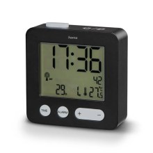 Hama - Ρολόι ξυπνητήρι με οθόνη LCD και θερμόμετρο 2xAAA μαύρο
