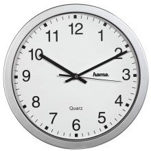 Hama - Ρολόι τοίχου 1xAA ασημί