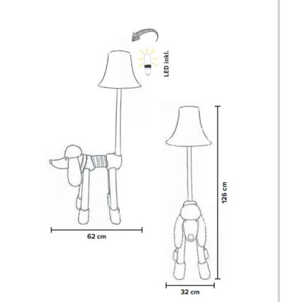 Happy Lamps - LED Παιδική επιδαπέδια λάμπα BELLO LED/5,4W/230V κανίς