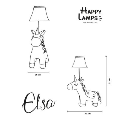 Happy Lamps - Παιδική επιτραπέζια λάμπα LED ELSA LED/5,4W/230V μονόκερος