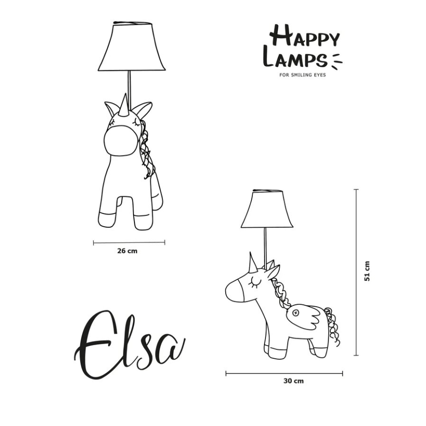 Happy Lamps - Παιδική επιτραπέζια λάμπα LED ELSA LED/5,4W/230V μονόκερος