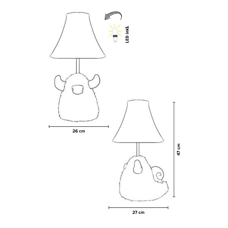 Happy Lamps - Παιδική επιτραπέζια λάμπα LED HUGO LED/5,4W/230V ταύρος