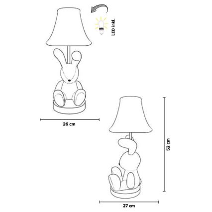 Happy Lamps - Παιδική επιτραπέζια λάμπα LED BENNY LED/5,4W/230V κουνέλι