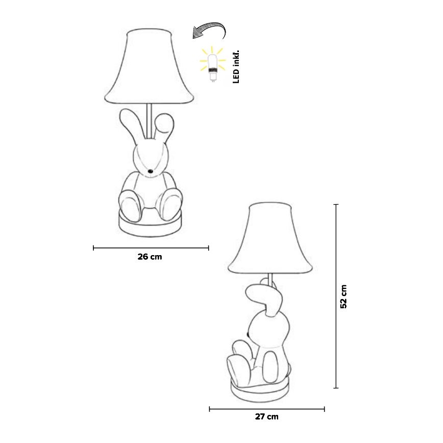 Happy Lamps - Παιδική επιτραπέζια λάμπα LED BENNY LED/5,4W/230V κουνέλι