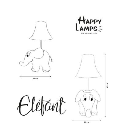 Happy Lamps - Παιδική επιτραπέζια λάμπα LED ELEPHANT FROM SENDUNG MIT DER MAUS LED/5,4W/230V ελέφαντας
