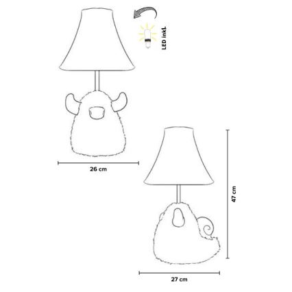 Happy Lamps - Παιδική επιτραπέζια λάμπα LED HUGO LED/5,4W/230V ταύρος