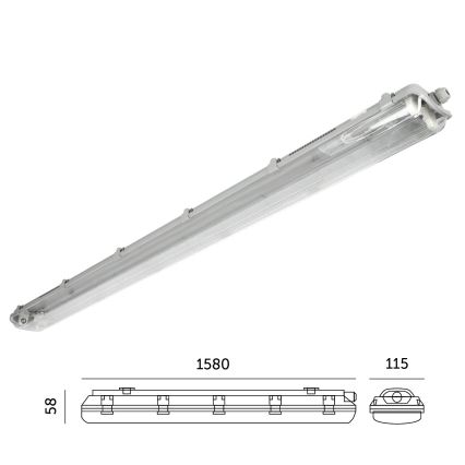 Heavy-duty φωτιστικό φθορίου 2xG13/22W/230V IP65