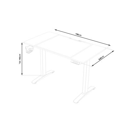 Height-adjustable gaming table CONTROL 110x60 cm καφέ/μαύρο