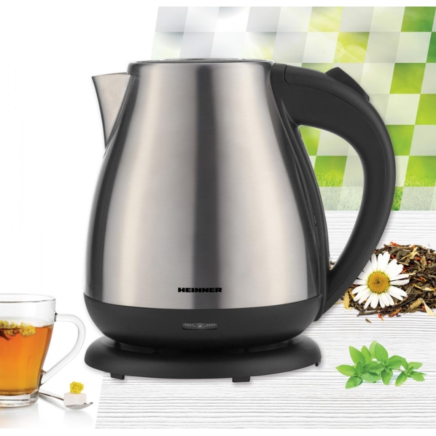 Heinner HEK-17IX - Ηλεκτρικός βραστήρας 1,7 l 2200W/230V ματ χρώμιο/μαύρο