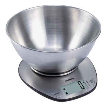 Heinner HKS-5SS - Ψηφιακή ζυγαριά κουζίνας με μπολ, ανοξείδωτη, 2xAAA