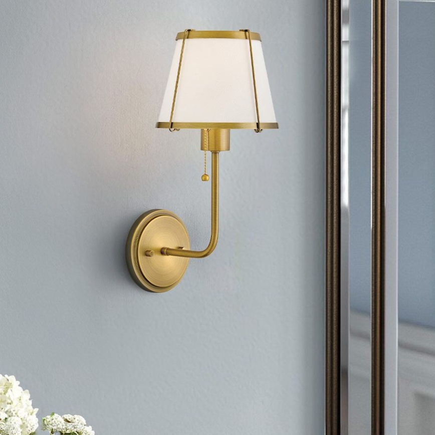 Hinkley - Λάμπα τοίχου CLARKE 1xE27/40W/230V ορείχαλκος/λευκό