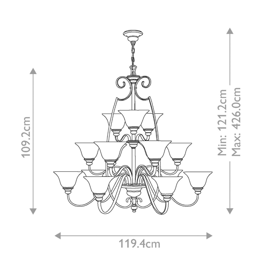 Hinkley - Κρεμαστό φωτιστικό οροφής CELLO 15xE27/60W/230V