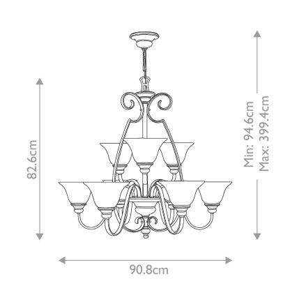 Hinkley - Κρεμαστό φωτιστικό οροφής CELLO 9xE27/60W/230V