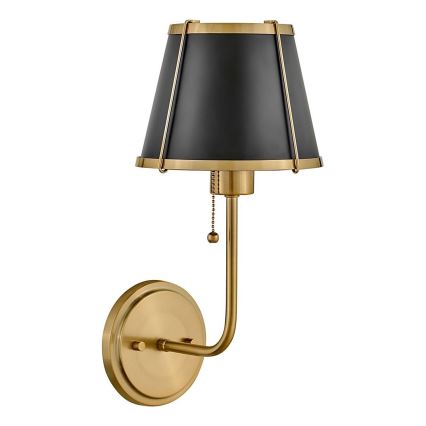 Hinkley - Λάμπα τοίχου CLARKE 1xE27/40W/230V ορείχαλκος/μαύρο