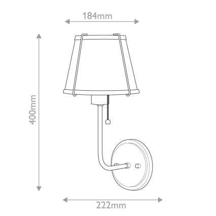 Hinkley - Λάμπα τοίχου CLARKE 1xE27/40W/230V ορείχαλκος/μαύρο
