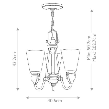 Hinkley - Κρεμαστό φωτιστικό οροφής MAYFLOWER 3xE27/60W/230V