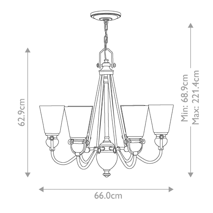 Hinkley - Κρεμαστό φωτιστικό οροφής MAYFLOWER 6xE27/60W/230V
