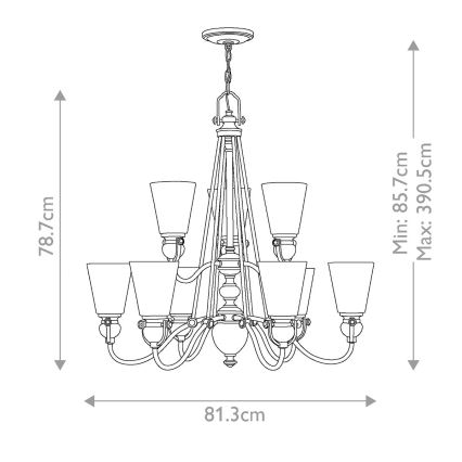 Hinkley - Κρεμαστό φωτιστικό οροφής MAYFLOWER 9xE27/60W/230V