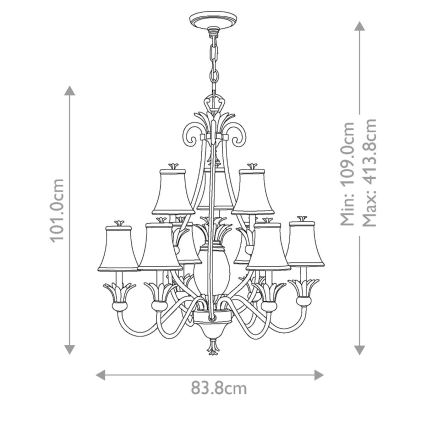 Hinkley - Κρεμαστό φωτιστικό οροφής PLANTATION 10xE14/40W/230V μπρονζέ