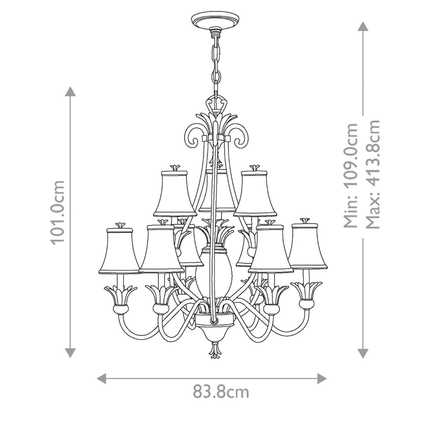 Hinkley - Κρεμαστό φωτιστικό οροφής PLANTATION 10xE14/40W/230V μπρονζέ