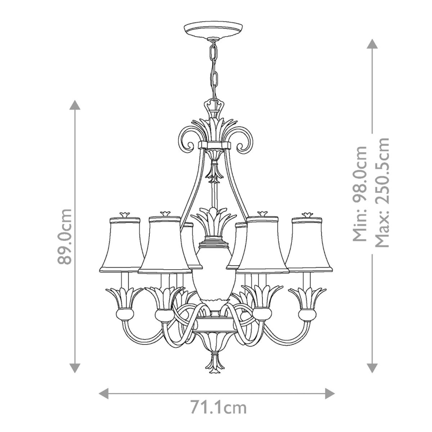 Hinkley - Κρεμαστό φωτιστικό οροφής PLANTATION 7xE14/40W/230V ασημί