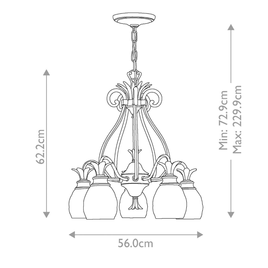 Hinkley - Κρεμαστό φωτιστικό οροφής PLANTATION 5xE27/60W/230V χρυσό